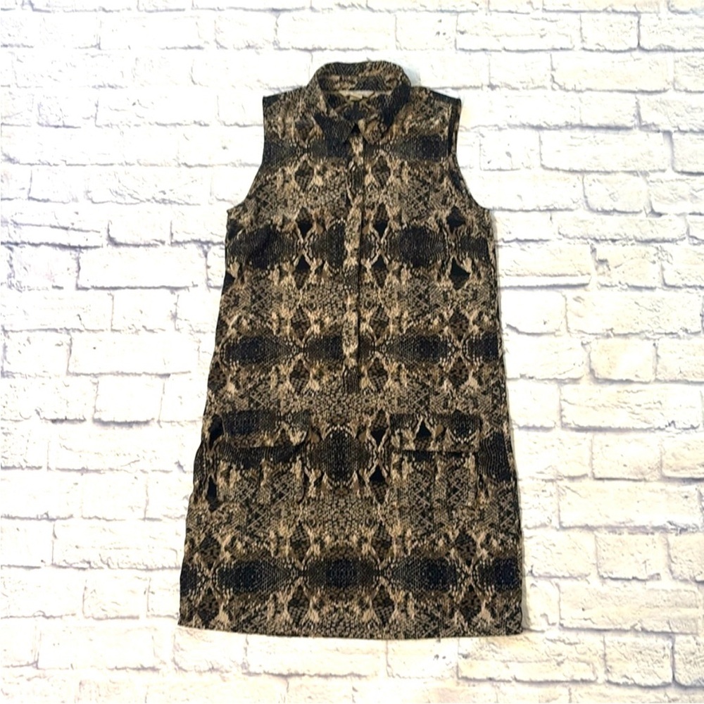 Banana Republic Snakeskin Print Sleeveless Dress Button Front Shirt Dress Size 2